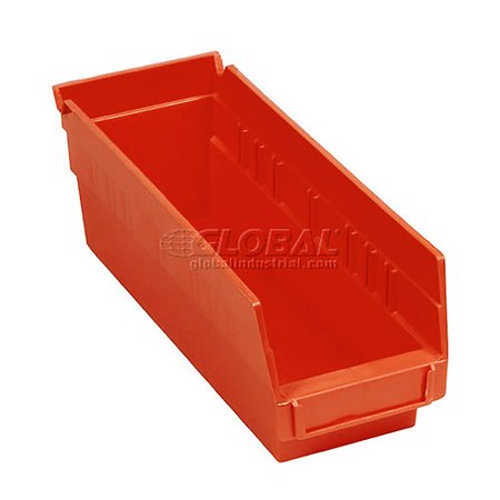 GLOBAL INDUSTRIAL Nestable Shelf Storage Bin, Plastic, 4-1/8 in W x 11-5/8 in D x 4 in H, Red 184837RD